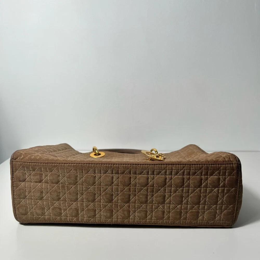 Christian Dior Vintage Lady Dior Large Nylon Cannage Top Handle Bag Purse Tote